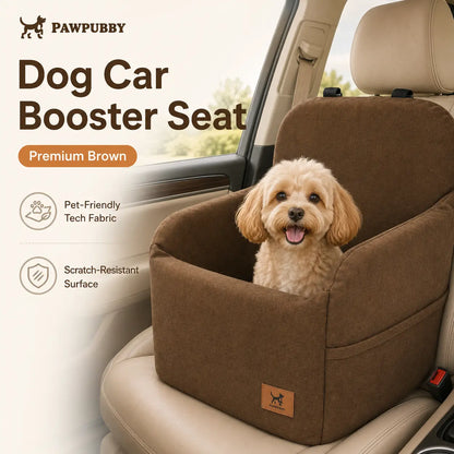 PAWPUBBY Dog Car Booster Seat for Small and Medium Dogs, Ultra-Soft Plush Pet Travel Safety Seat with Adjustable Straps & Built-In Leash, Anti-Slip Washable Co-Pilot Car Bed for Travel