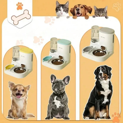 2-In-1 Automatic Pet Food & Water Dispenser - Large Capacity Auto Feed Food Feeder for Dogs & Cats, Christmas Pet Gift, Food Feeders
