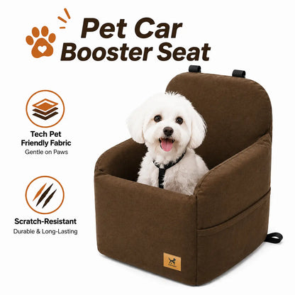 PAWPUBBY Dog Car Booster Seat for Small and Medium Dogs, Ultra-Soft Plush Pet Travel Safety Seat with Adjustable Straps & Built-In Leash, Anti-Slip Washable Co-Pilot Car Bed for Travel